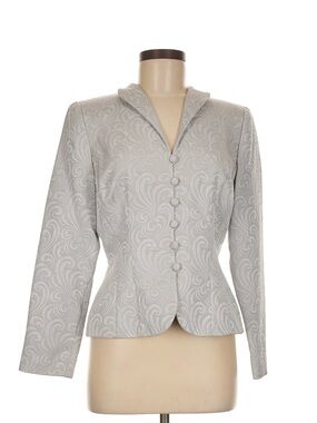 Maggy London Light Gray Jacquard Peplum Blazer